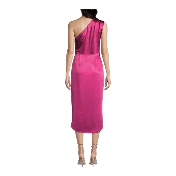 Elliatt Cassini One Shoulder Midi Satin dark Red Medium NEW - Picture 4 of 7
